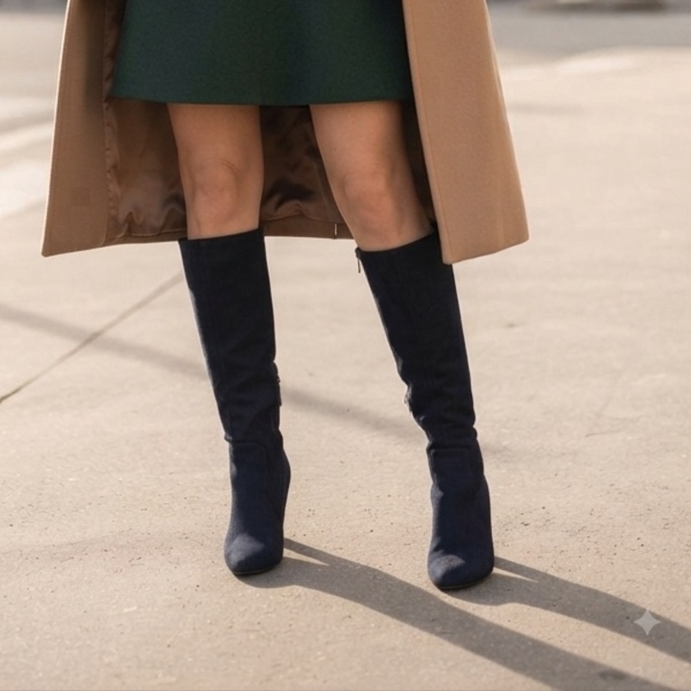 NWOT Faux suede Chic Black Knee-High Boots